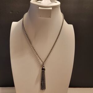 Unsigned Silvertone Tassel Necklace